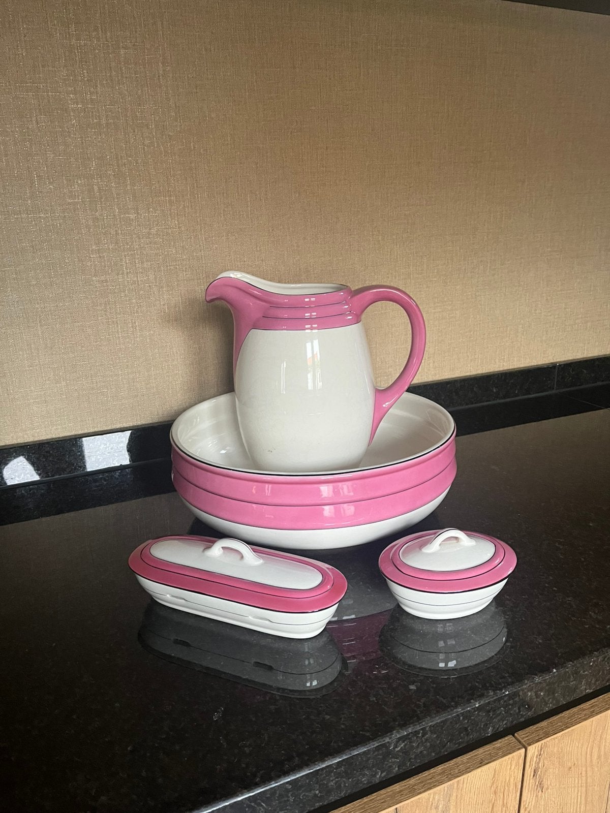 Vintage brocante set Petrus Regout lampetstel, Ophalen