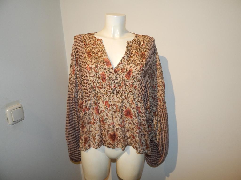 Sissel Edelbo zijde top aparte pof mouwen print One size