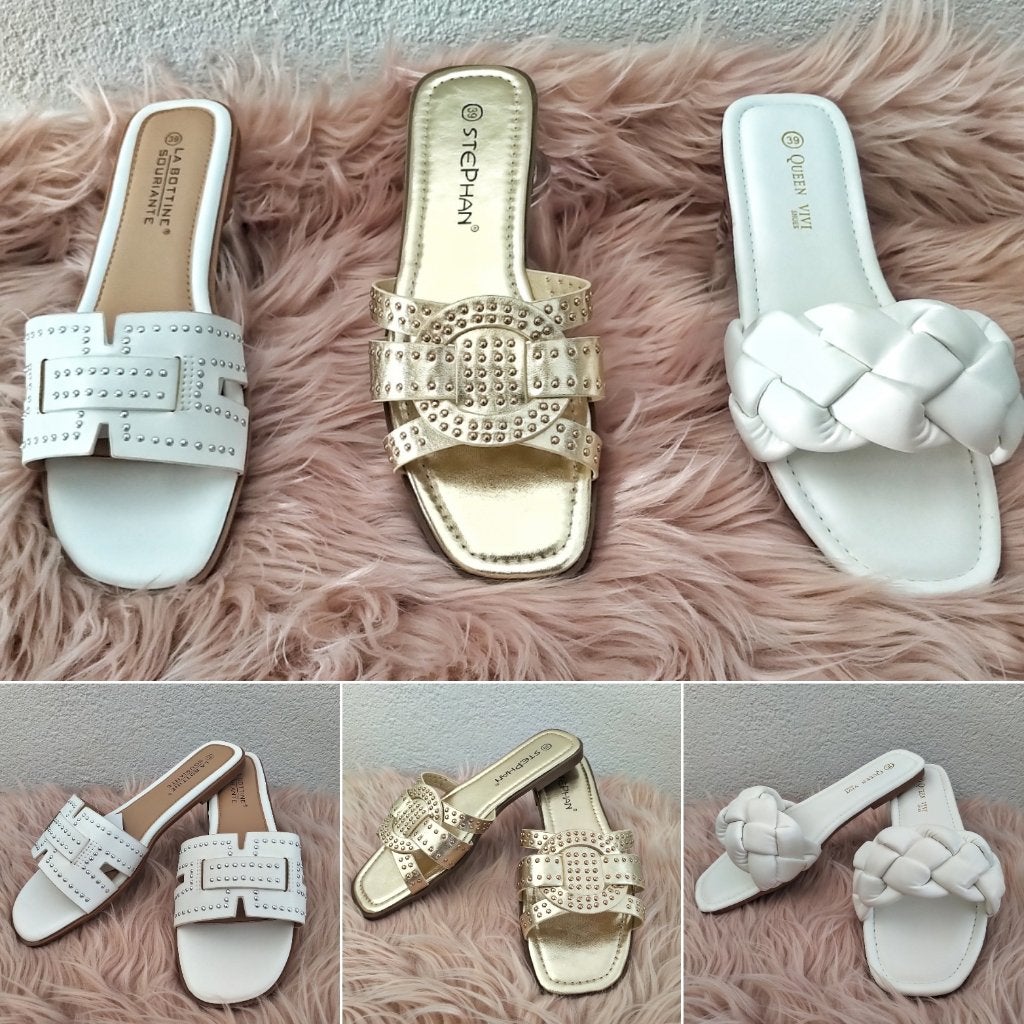 Partij van 17 paar slippers, 3 soorten, Verzenden, Nieuw, Overige kleuren, Slippers