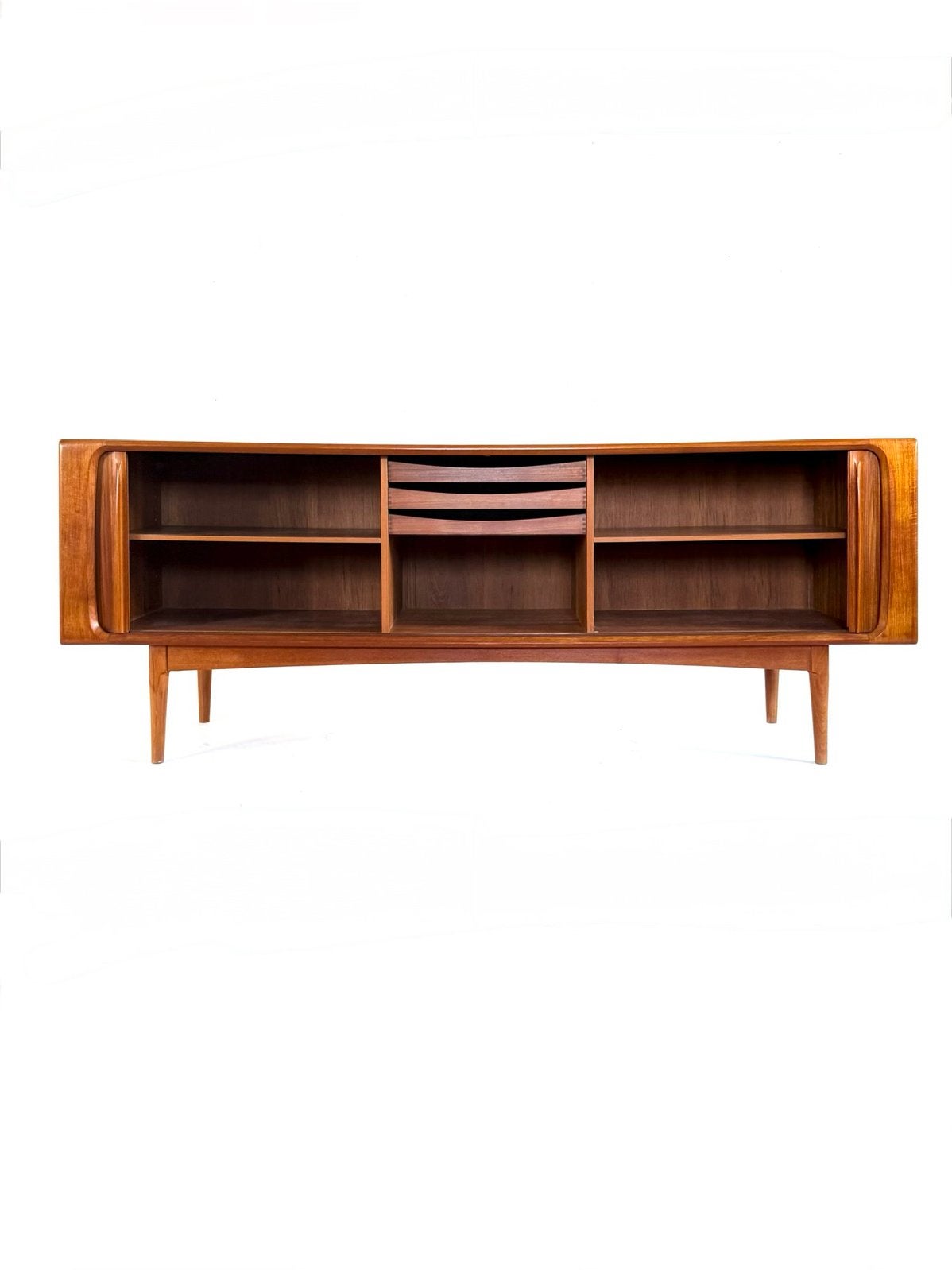 Vintage teakhouten sideboard, Bernhard Pedersen & Søn ‘60, Vintage retro buisframe design rotan webbing papercord deens, Bernhard Pedersen & Søn