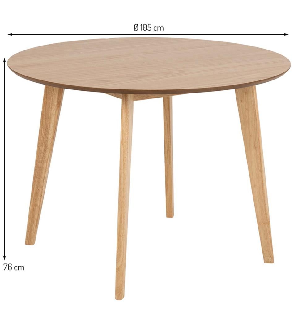 Eettafel - Ø 105 cm - Eiken, Gebruikt, 100 tot 150 cm, Ophalen of Verzenden, Vier personen
