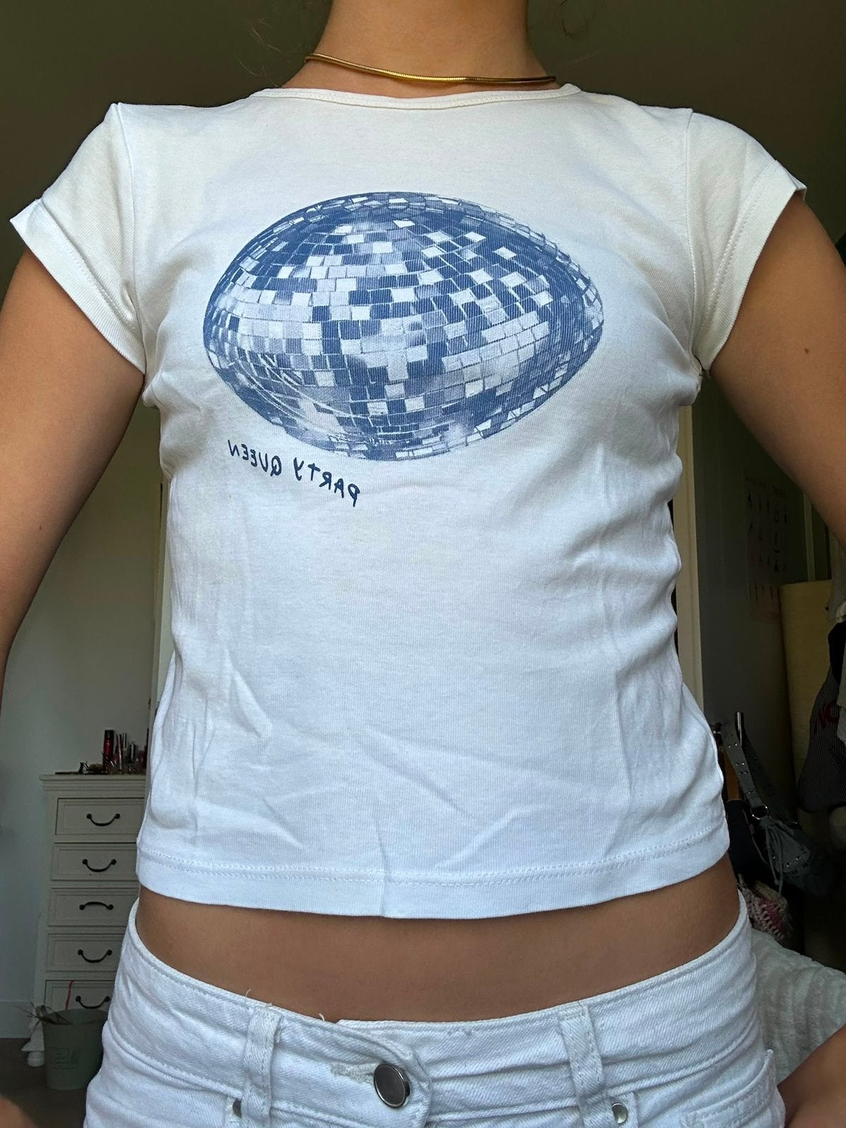 Baby tee discobal dames subdued, Ophalen, Wit, Zo goed als nieuw, Korte mouw