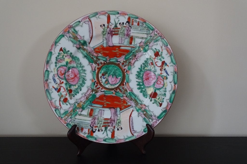 Groot chinees famille rose bord 27 cm, Ophalen of Verzenden