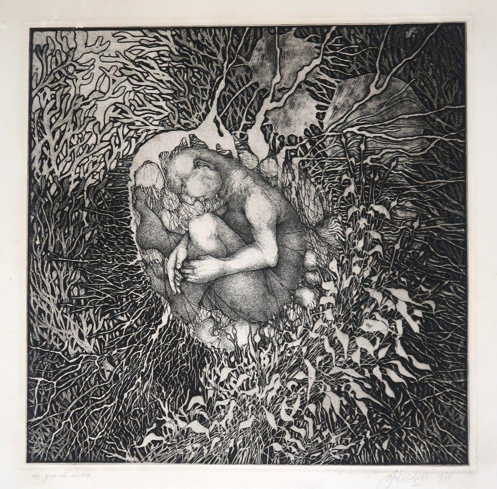ets John van Kooten 1979 43x43 cm gesigneerd 10/15, Antiek en Kunst, Ophalen
