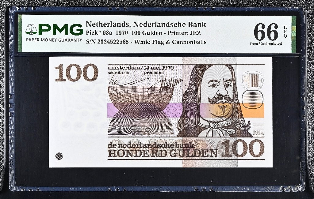UNC biljet 100 gulden De Ruyter, 1970 | PMG 66 EPQ, Ophalen of Verzenden, 100 gulden