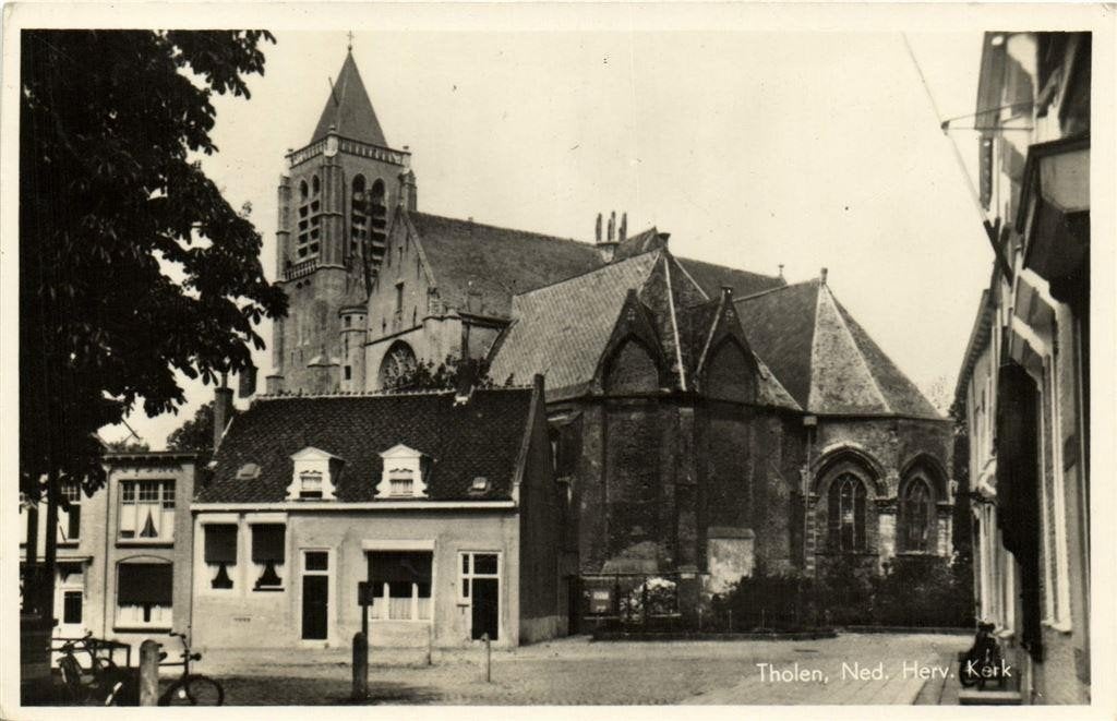 Tholen, Ned. Herv. Kerk - 1952 gelopen, Verzamelen, Ophalen of Verzenden, 1940 tot 1960, Gelopen, Zeeland