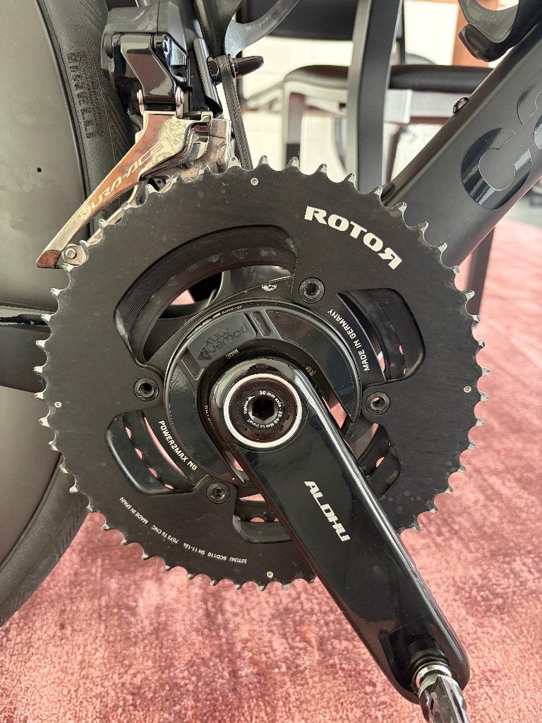 Rotor Aldhu Carbon crank + power2max 4SL meter, Crankstel of Pedalen, Ophalen of Verzenden, Zo goed als nieuw, Rotor