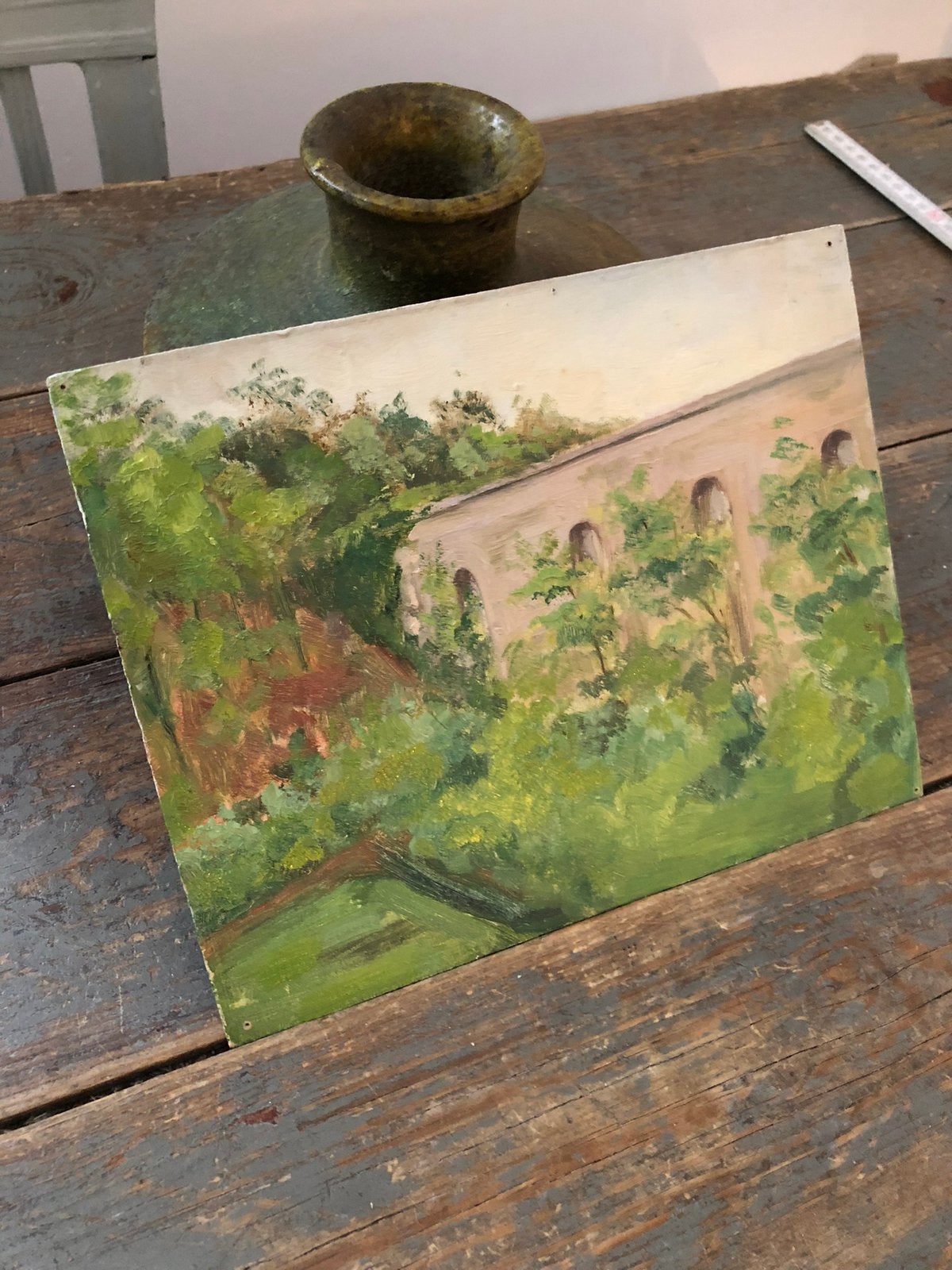 KUNST KLEINFRANS SCHILDERIJ VIADUCT LANDSCHAP, Ophalen of Verzenden