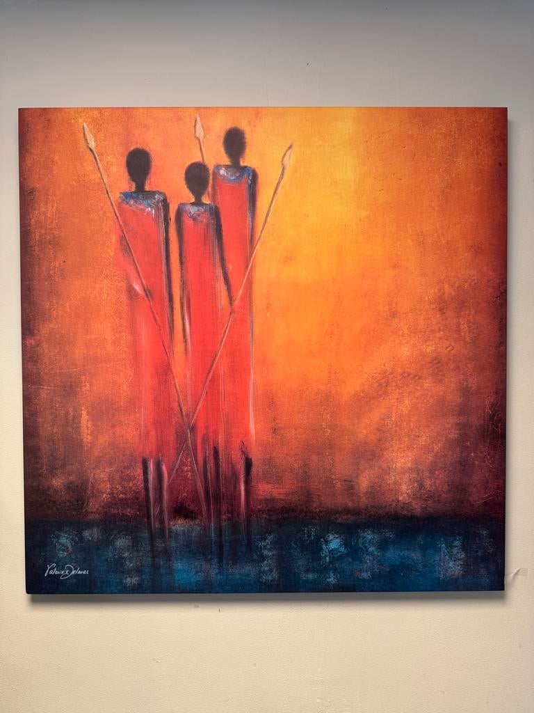 Schilderij Valerie Delmas: Afrikaanse krijgers, Ophalen