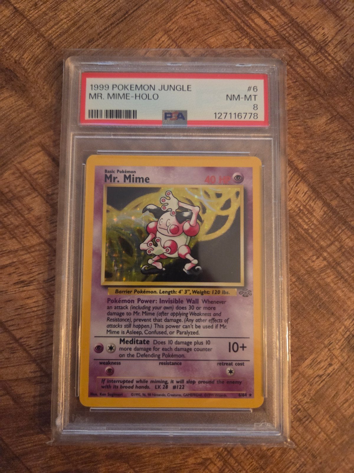 Pokemon Mr. Mime #6 Jungle PSA 8, Ophalen of Verzenden, Zo goed als nieuw, Losse kaart