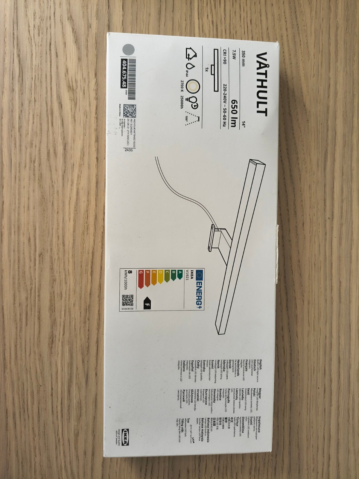 IKEA LED-wandlamp/spiegelverlichting, Metaal, Wit, Nieuw, Modern