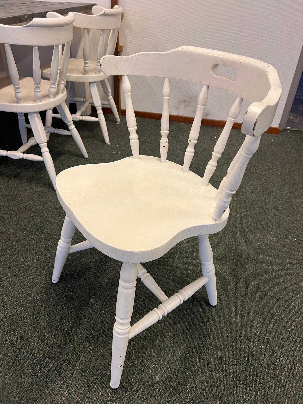 Eettafel met 6 stoelen - Landelijke stijl, Ophalen, Gebruikt, Wit, Vijf, Zes of meer stoelen