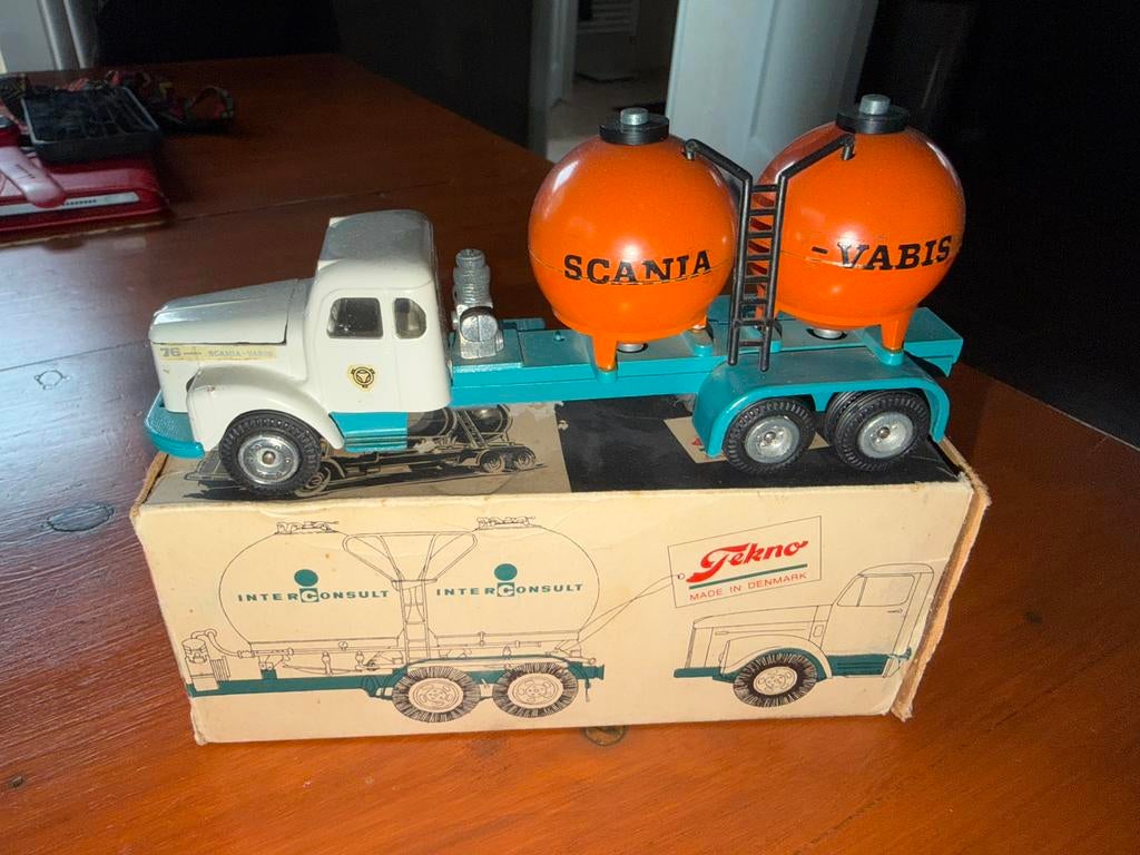 TEKNO DENMARK 453 SCANIA VABIS 76 ORANJE BOLLEN, Ophalen of Verzenden, Zo goed als nieuw, Bus of Vrachtwagen, Tekno