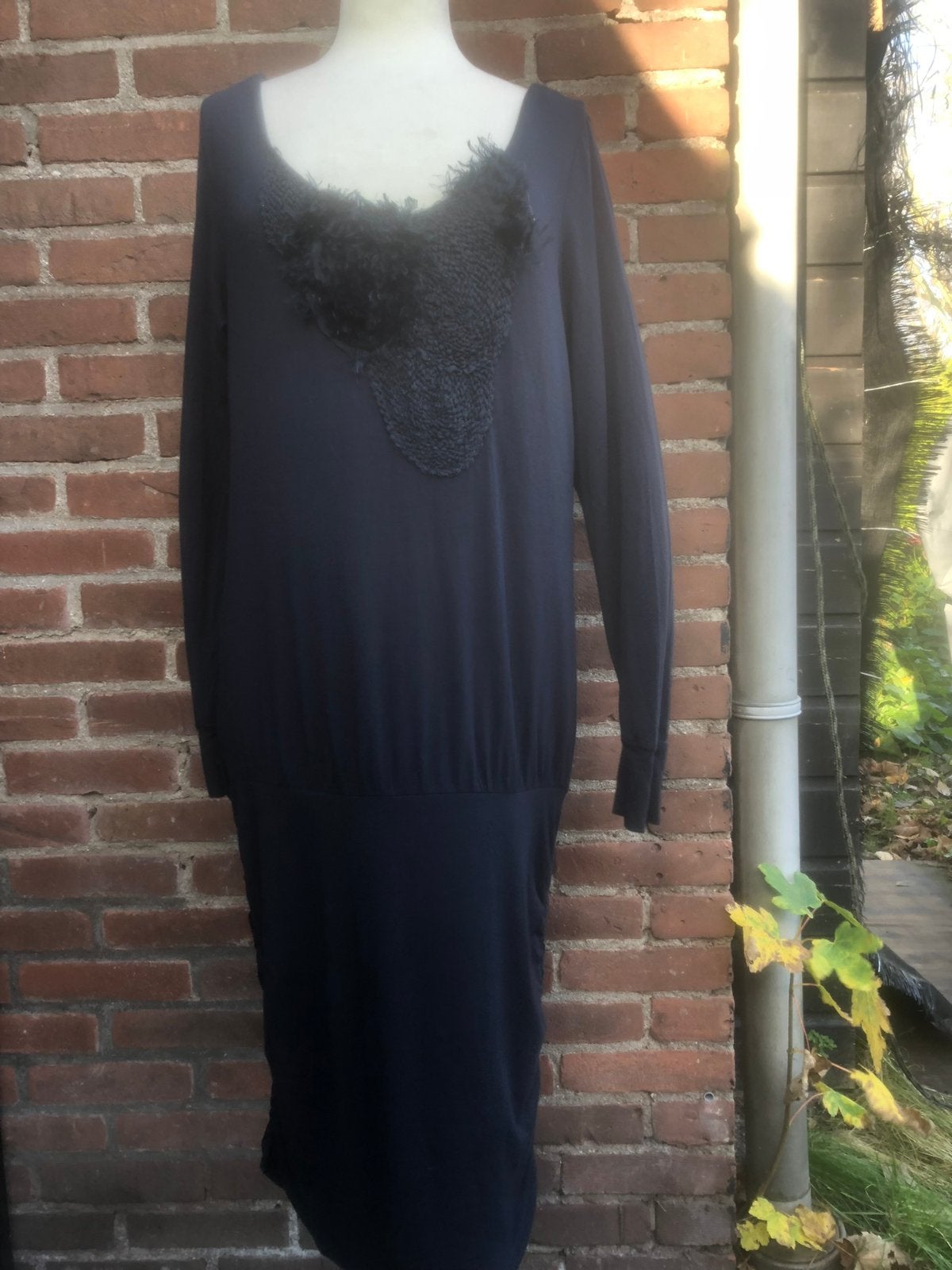 YAYA blauwe tricot jurk lange mouw m XL, Kleding | Dames, Jurken, Blauw, Maat 46/48 (XL) of groter, Ophalen of Verzenden, Zo goed als nieuw