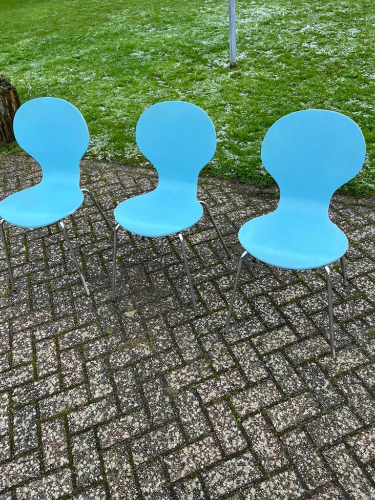 Vintage 3 stuks Disign stoelen met verchroomd onderstel, Huis en Inrichting, Ophalen of Verzenden, Gebruikt