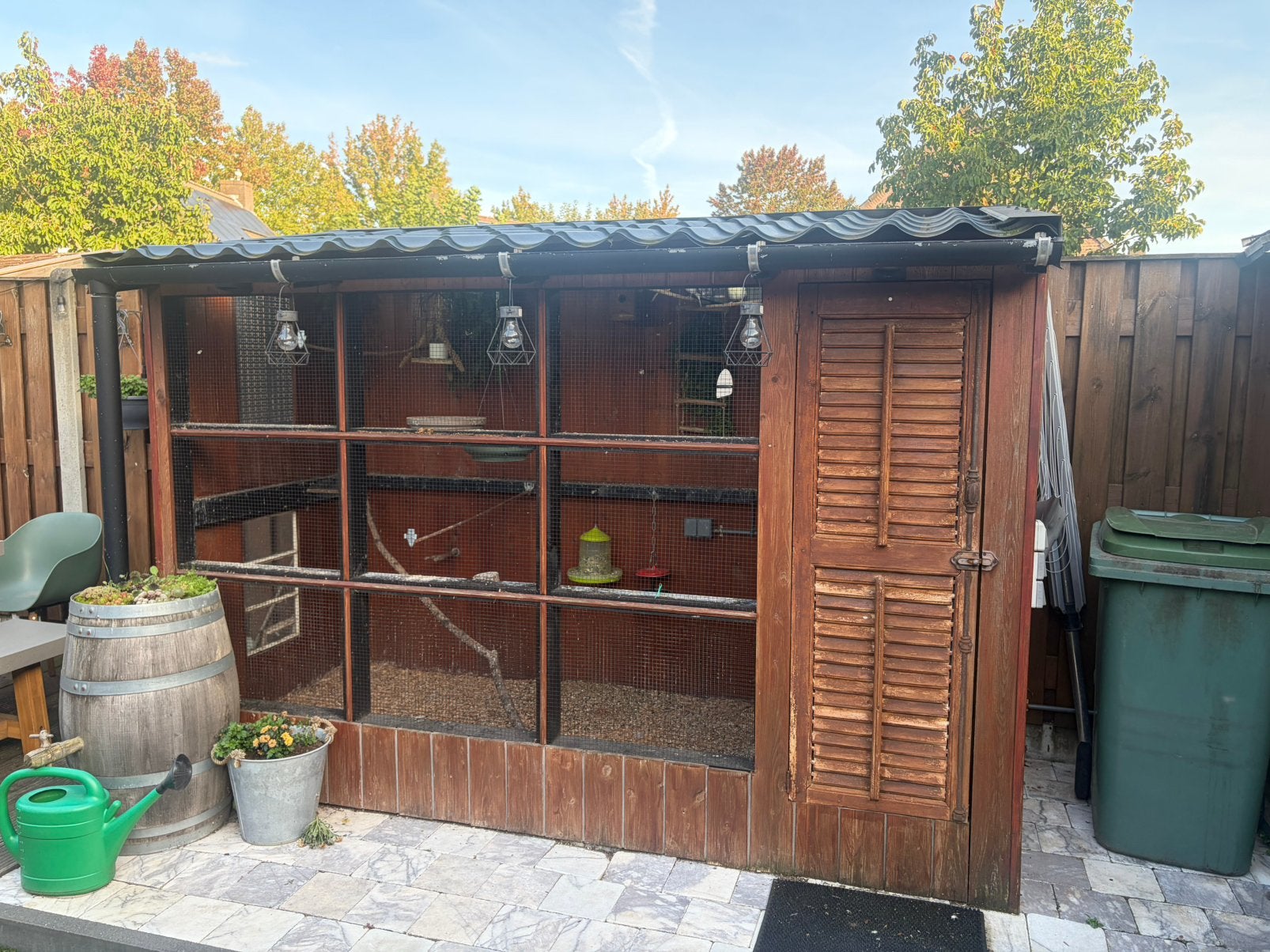 Houten Voliere te koop 290b x 120 diep, Dieren en Toebehoren, Ophalen, Hout, Volière