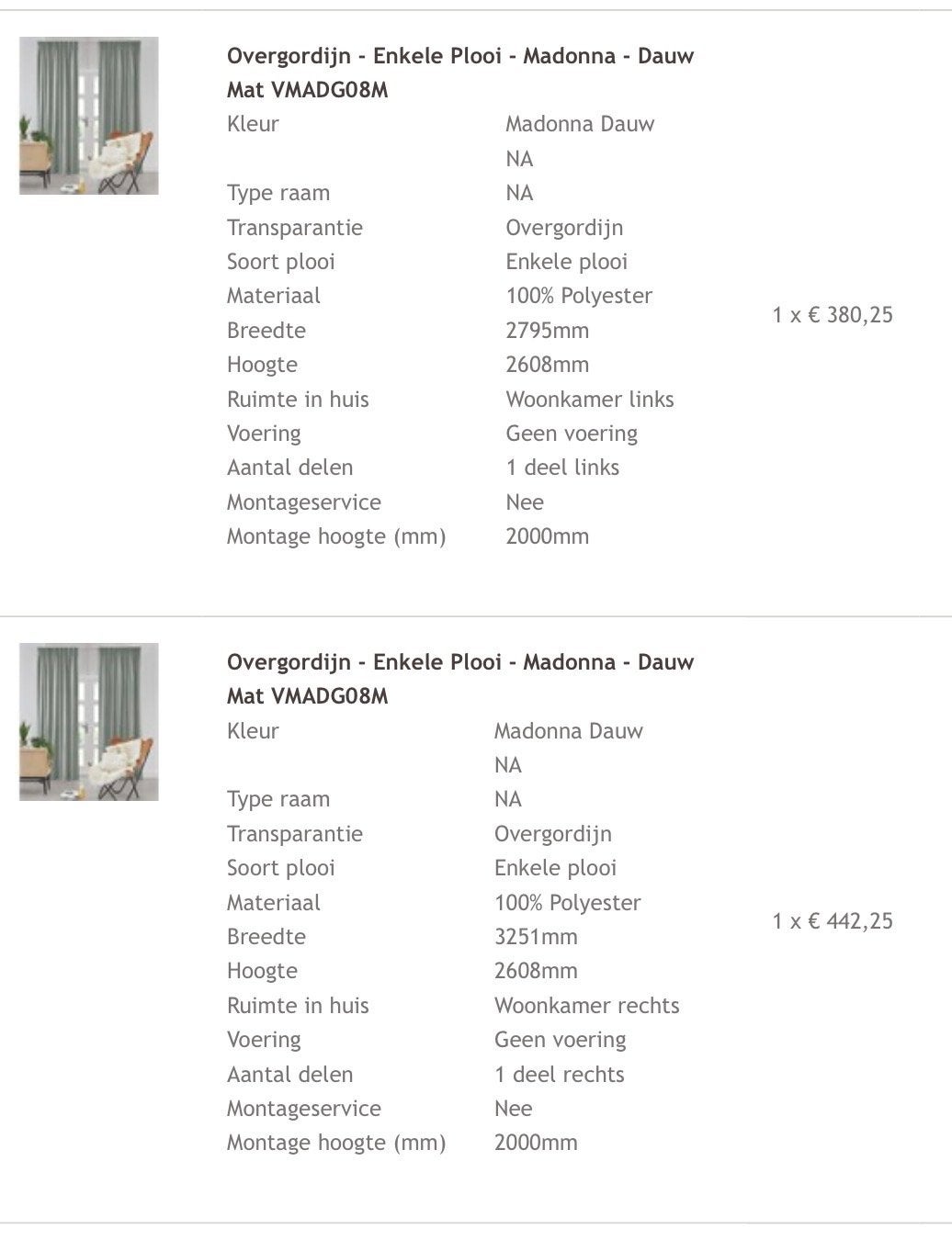 Overgordijn - Enkele Plooi - Dauw (lichtgrijs)- Veneta, Overgordijn, Ophalen of Verzenden, Polyester, Grijs