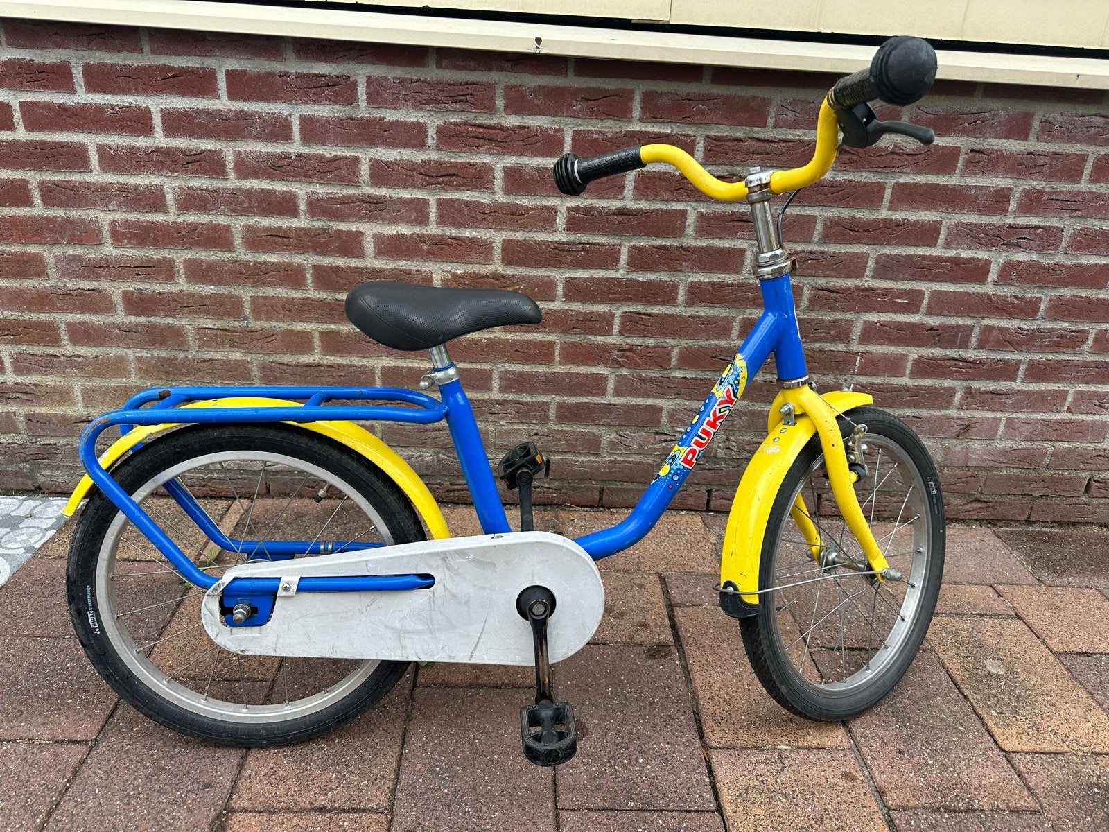 Puky kinderfiets 18 inch - Blauw/Geel, Ophalen of Verzenden, Gebruikt, Velgrem, 16 tot 20 inch