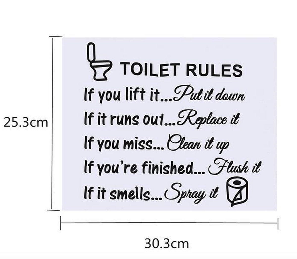 Toiletregels muursticker. Nieuw. Er zijn 2 stuks., Muursticker, Ophalen of Verzenden, Nieuw, Overige materialen
