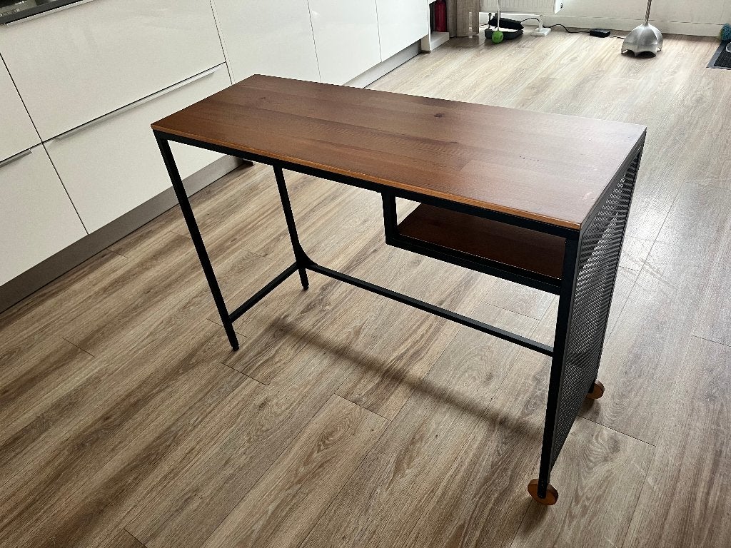 IKEA FJÄLLBO laptop klein bureau houten blad zwart onderstel, Ophalen, 36 cm, Hout, Schoolbureau