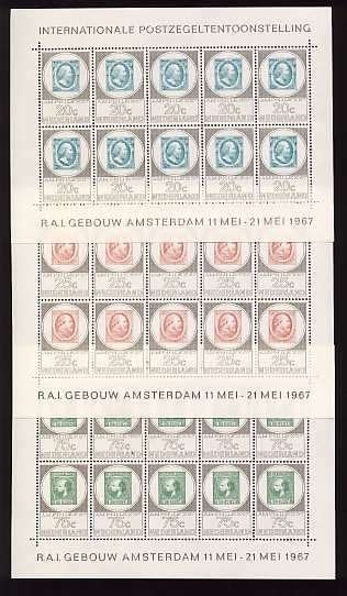 Nederland NVPH nr V886/888 postfris Amphilex vellen 1967, Ophalen of Verzenden, Na 1940, Postfris