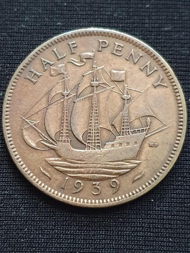 Half penny munt uit 1939 Engeland., Postzegels en Munten, Munten | Europa | Niet-Euromunten, Ophalen of Verzenden, Overige landen