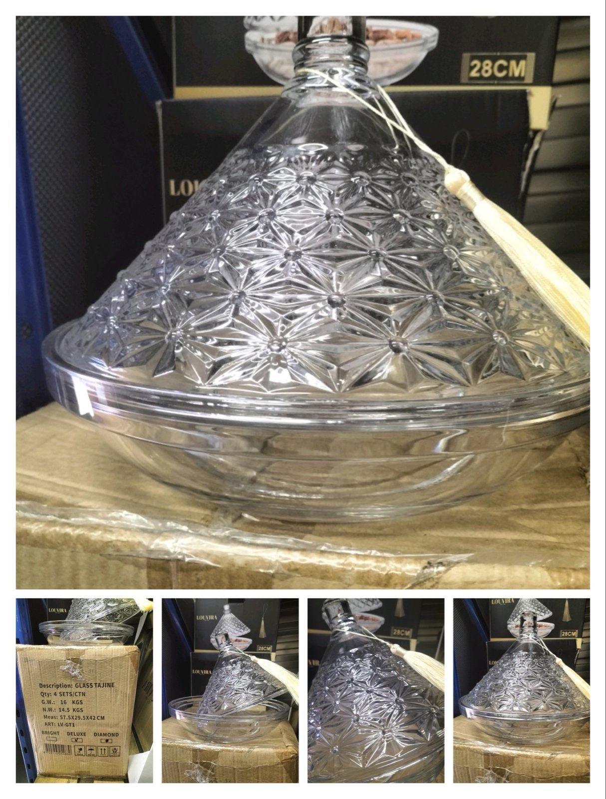 Partij Glazen Tajine 28 cm - Nieuw in doos, Ophalen, ., Nieuw, .