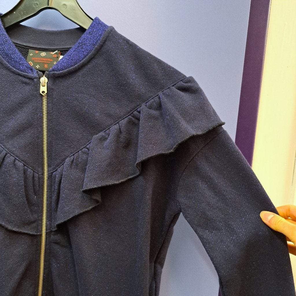 Scotch & Soda vest donker blauw glitter + roezels 164 46869, Kinderen en Baby's, Meisje, ., Trui of Vest, Scotch & Soda