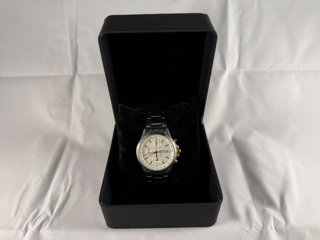 Seiko Chronograph Two-Tone, Staal, Polshorloge, Ophalen of Verzenden, Seiko