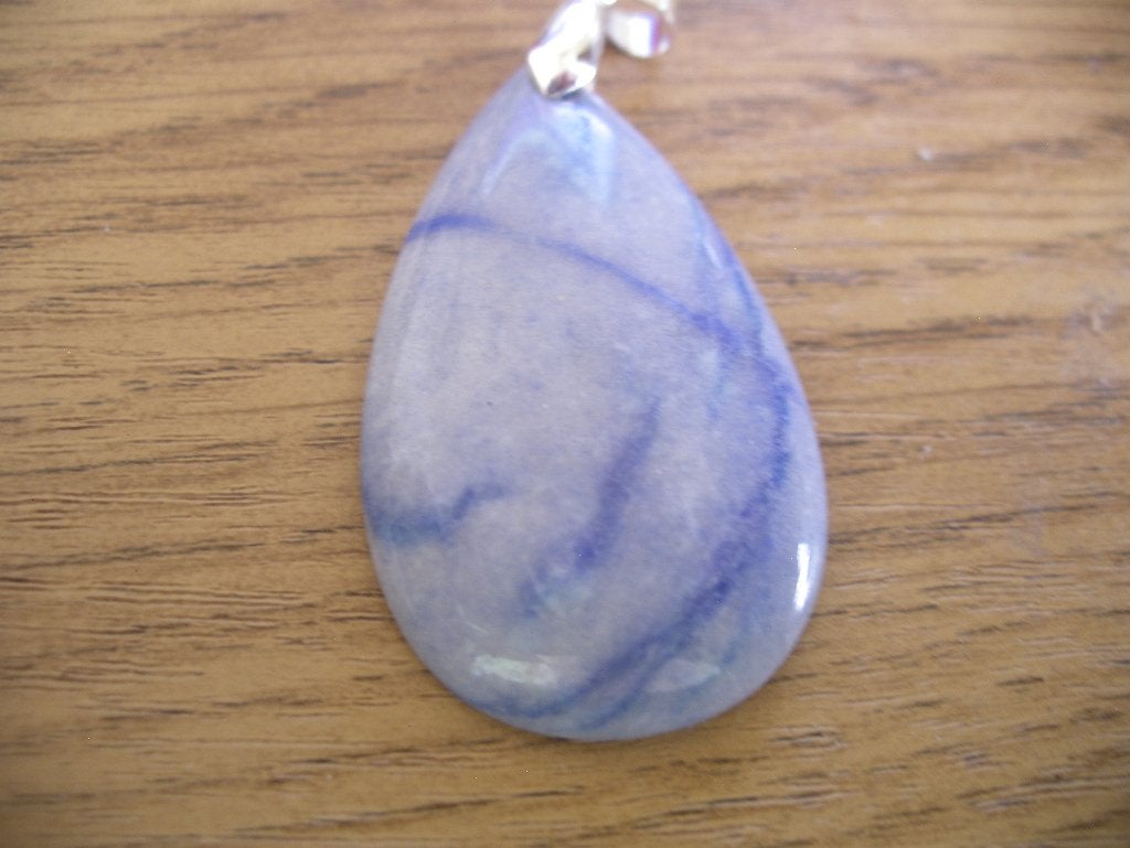 Een Zilveren ketting met Blauwe Agaat edelstenen Hanger, Sieraden, Tassen en Uiterlijk, Antieke sieraden, Verzenden, Zilver, Hanger