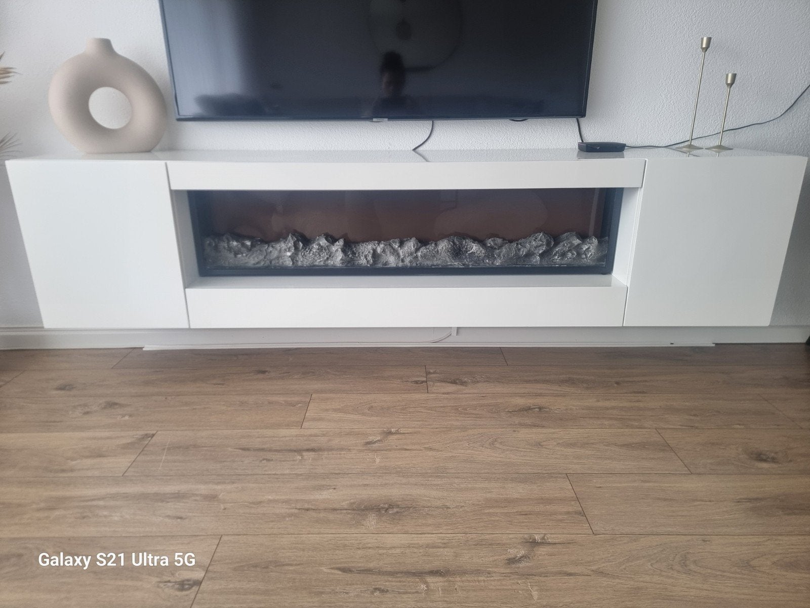 hoogglans tv kast met elektrische sfeerhaard 2meter, Huis en Inrichting, Ophalen