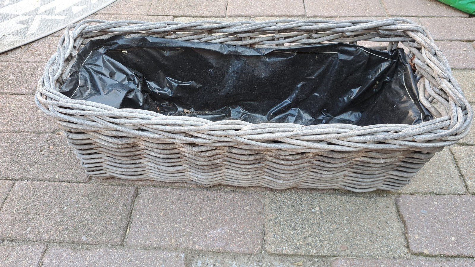 Landelijke rieten bloembak 58x25x20 cm, Ophalen, Hout, Balkon
