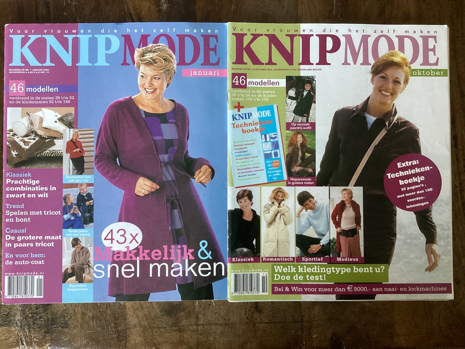 2x Knipmode Januari 2002, Oktober 2002., Ophalen of Verzenden, Zo goed als nieuw, Vrouw, Knipmode