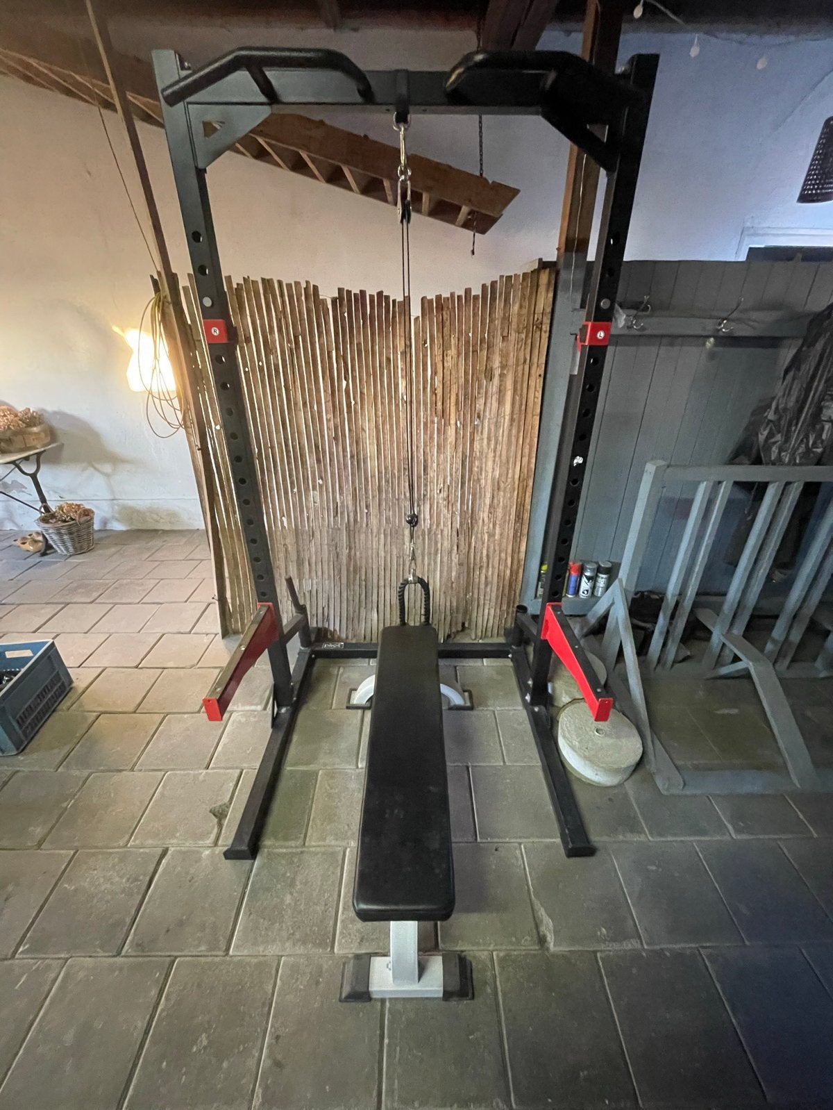 Pivot Fitness HR3240 Heavy Duty Rack + 2 Halterstangen, Sport en Fitness, Ophalen, Gebruikt, Armen, Overige typen