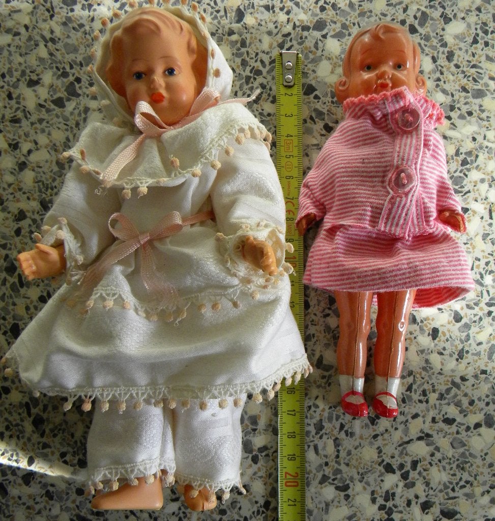 CELLULOID POPJE 2 ST. - TWEE OUDE POPPETJES, Verzamelen, Poppen, Ophalen of Verzenden, Gebruikt, Pop