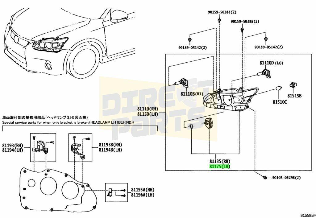 Lexus CT200h (1/18-) Koplamp Links Origineel! 8110676190, -, Verzenden, -, Nieuw