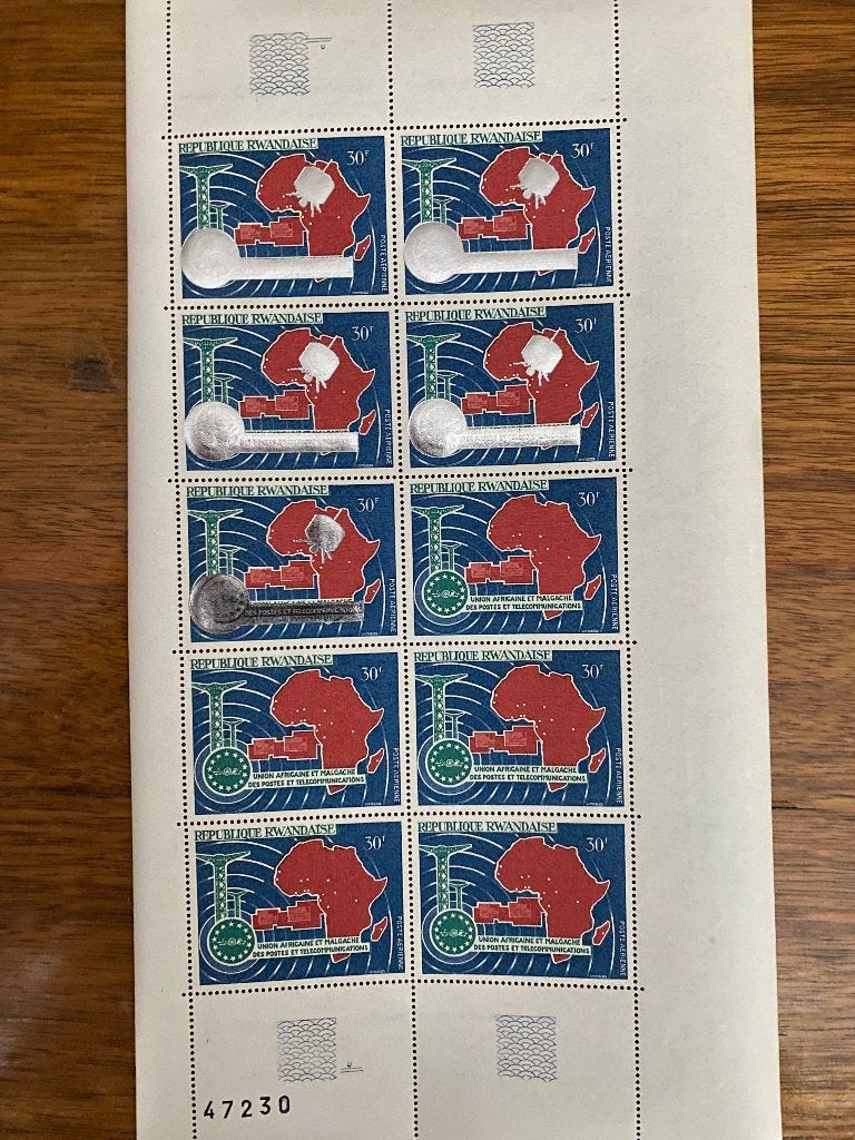 RWANDA zeldzame foutdruk in vel COB PA2 1967 Luchtpost, Verzenden, Buitenland