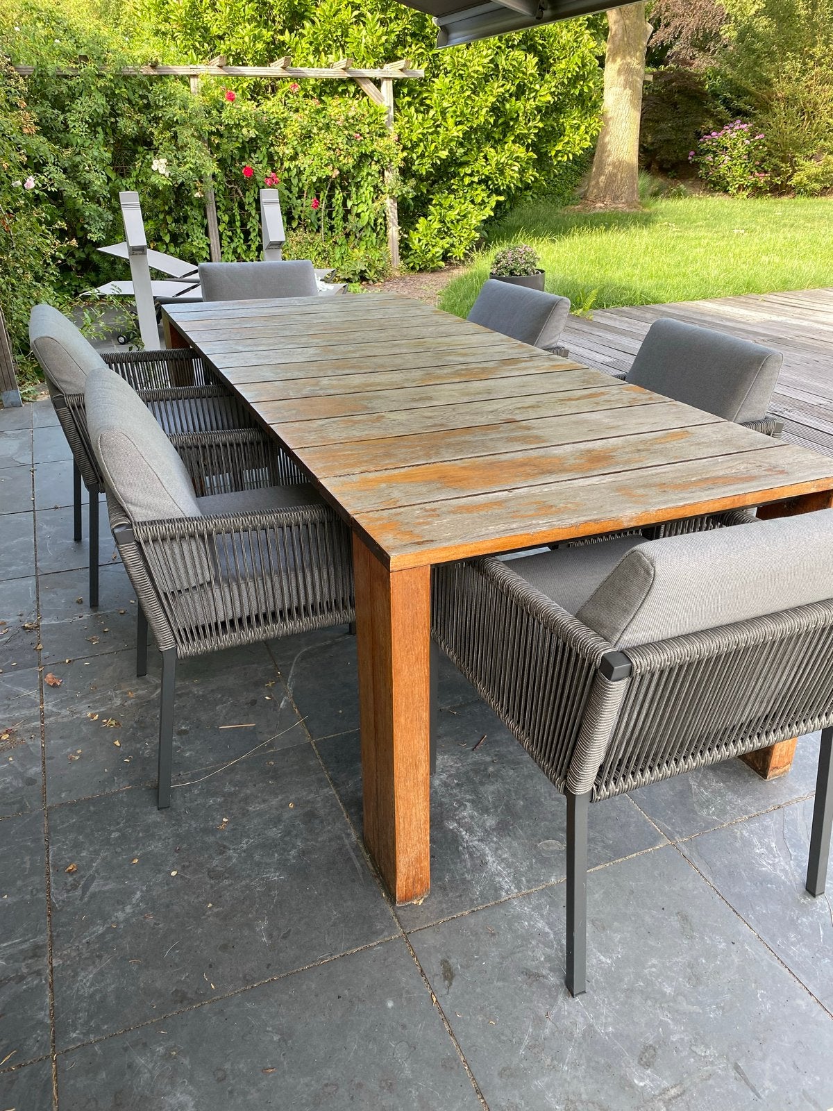 Robuuste Teakhouten Tuintafel, Ophalen, Gebruikt, Rechthoekig, Teakhout