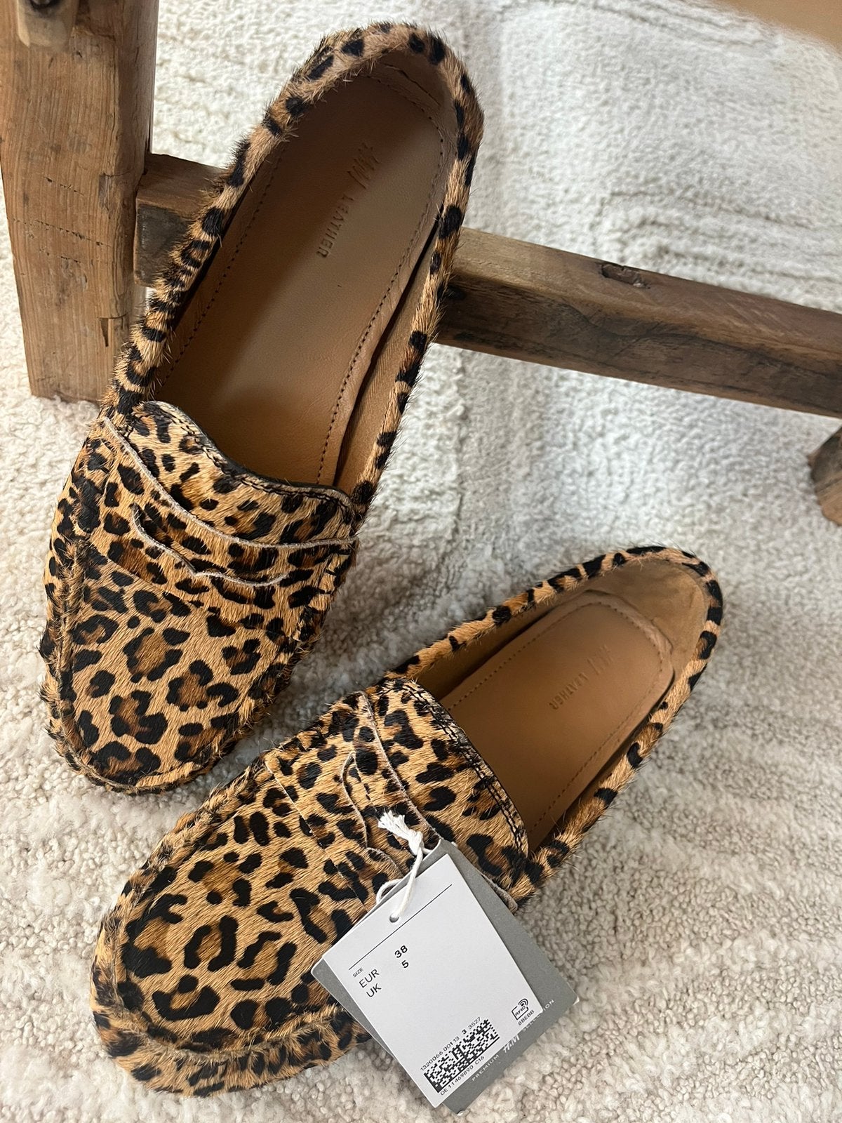 Nieuw H&M leather / leren loafers maat 38, Bruin, Instappers, Nieuw, Ophalen of Verzenden