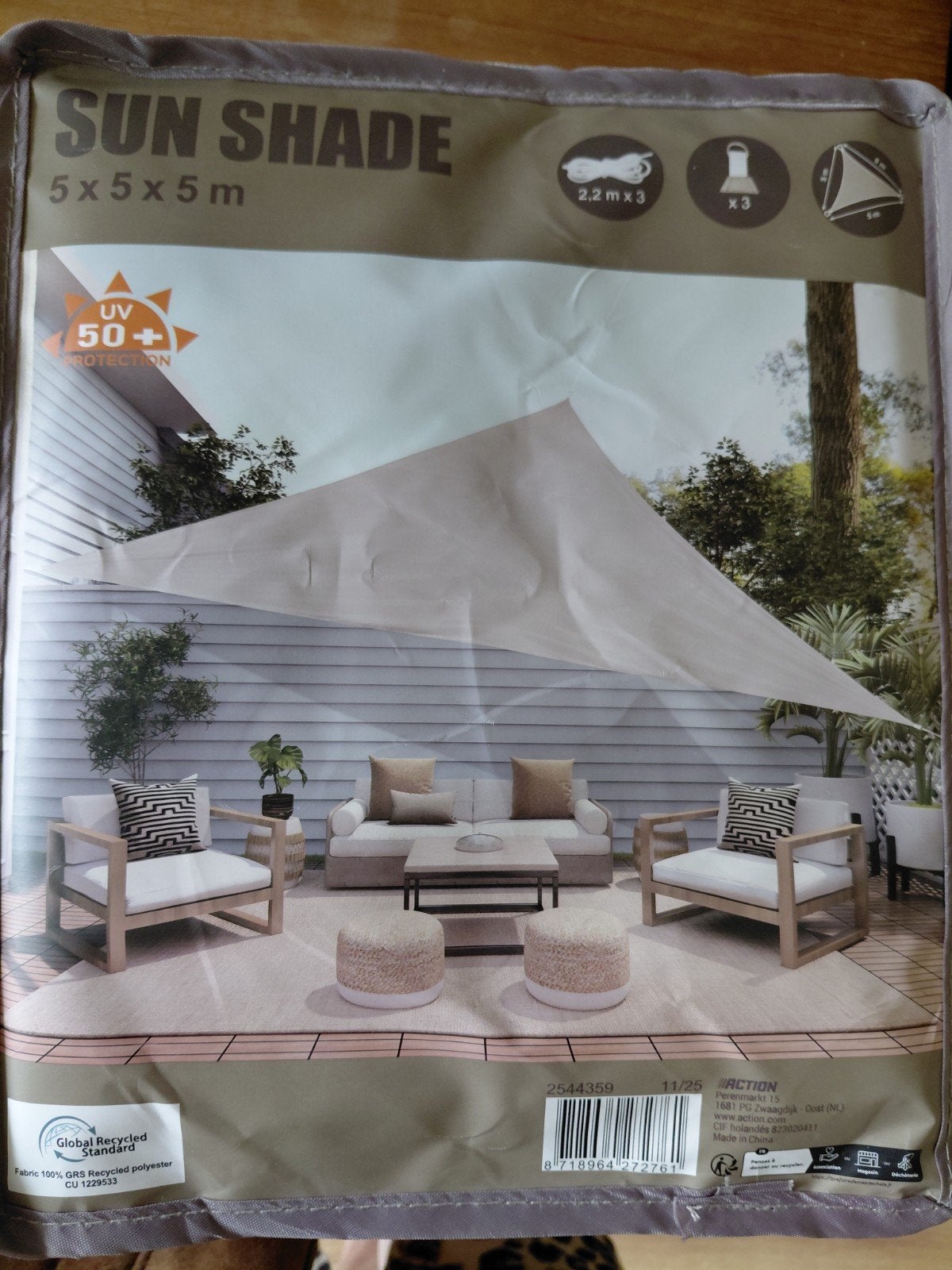 Schaduw doek beige nieuw in verpakking, Ophalen of Verzenden, Nieuw