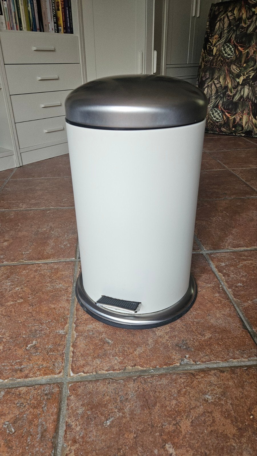 IKEA Mjösa Pedaalemmer 12 liter - Wit/RVS, Ophalen, Gebruikt, Met pedaal, Rvs