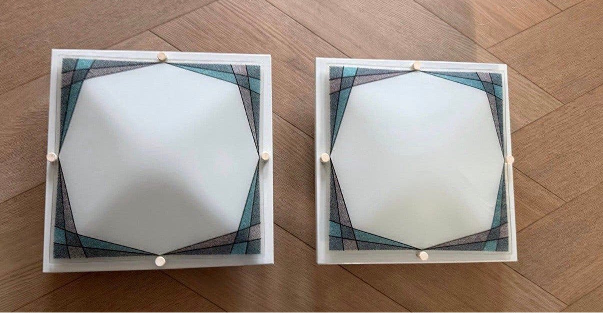 Vintage Plafondlampen met Geometrisch Patroon, Ophalen of Verzenden, Zo goed als nieuw, Plafondlamp