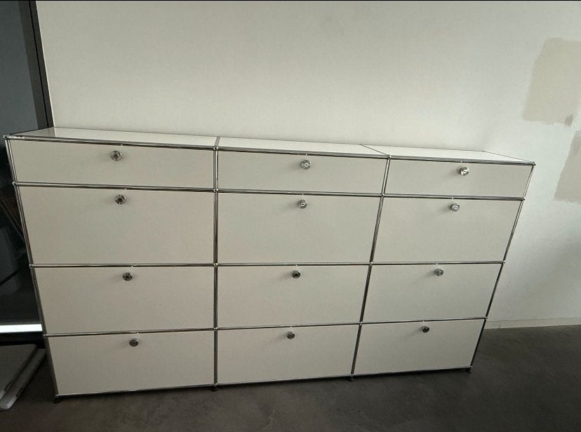 USM Haller Sideboard Wit - Schuif- en Kieplades, Verzenden, 150 tot 200 cm, Zo goed als nieuw, Metaal