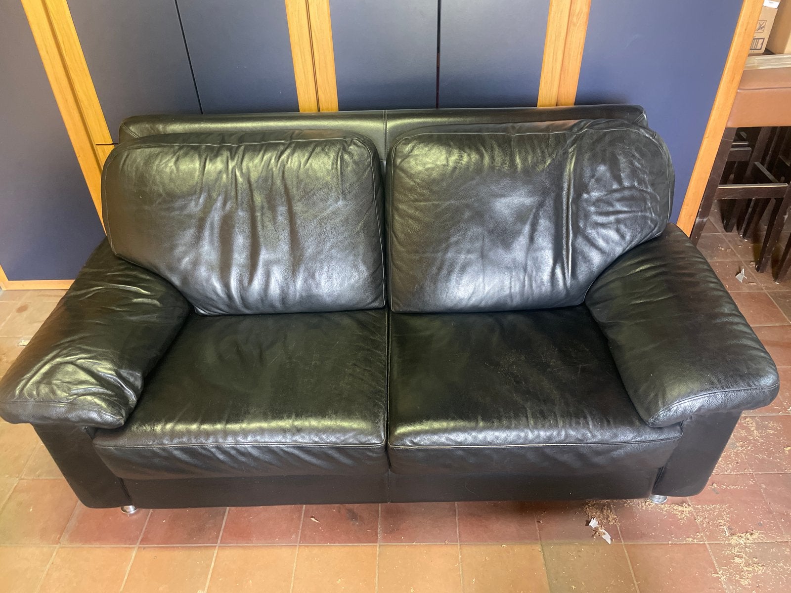 Leren 2-zits bank 90x180x80 (LxBxH) in goede staat, Ophalen, Gebruikt, Leer