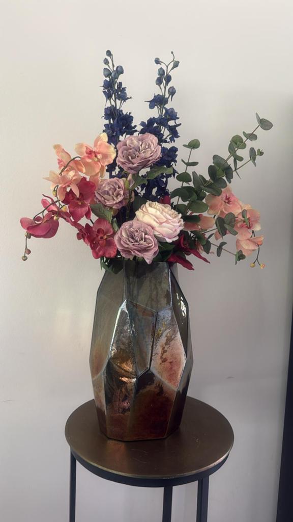 Vaas met kunstbloemen, Ophalen, Overige kleuren, Minder dan 50 cm, Glas