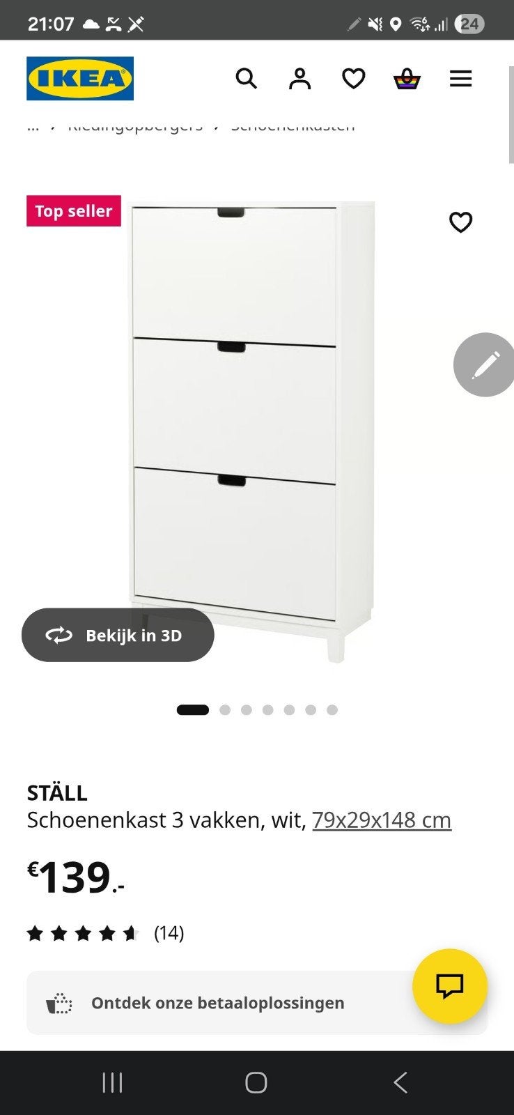 Stall schoenenkast Ikea wit, Huis en Inrichting, Kasten | Schoenenkasten, Ophalen of Verzenden, Zo goed als nieuw