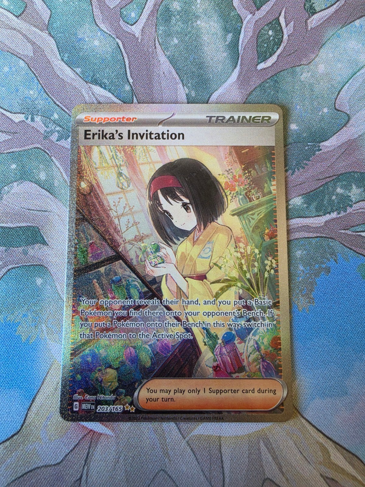 pokemon 151 erika's invitation illustration trainer 203/165, Ophalen of Verzenden, Nieuw, Losse kaart, Foil