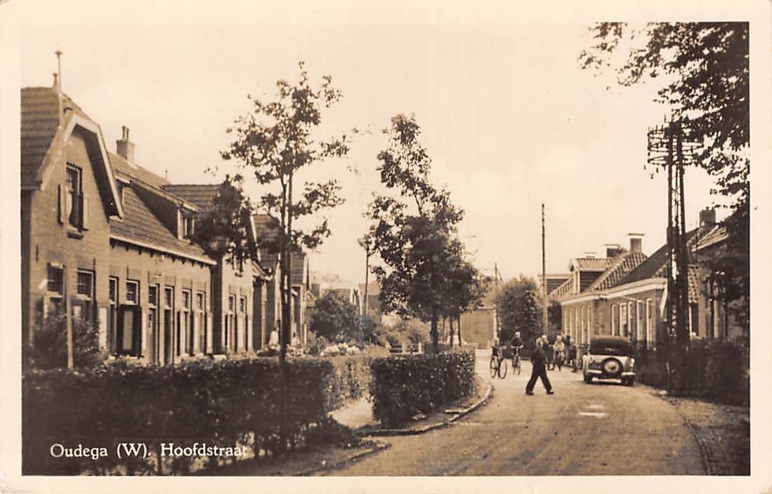 Oudega (W.) Hoofdstraat Smallingerland Friesland, Verzenden, 1940 tot 1960, Gelopen, Friesland