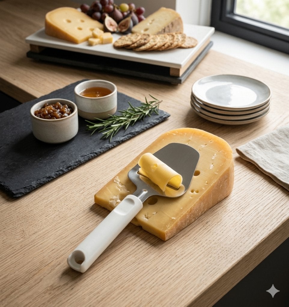 original RVS-Boska stainless steel kaasschaaf/wit handvat, Zilver, Ophalen of Verzenden, Overige materialen, Overige merken