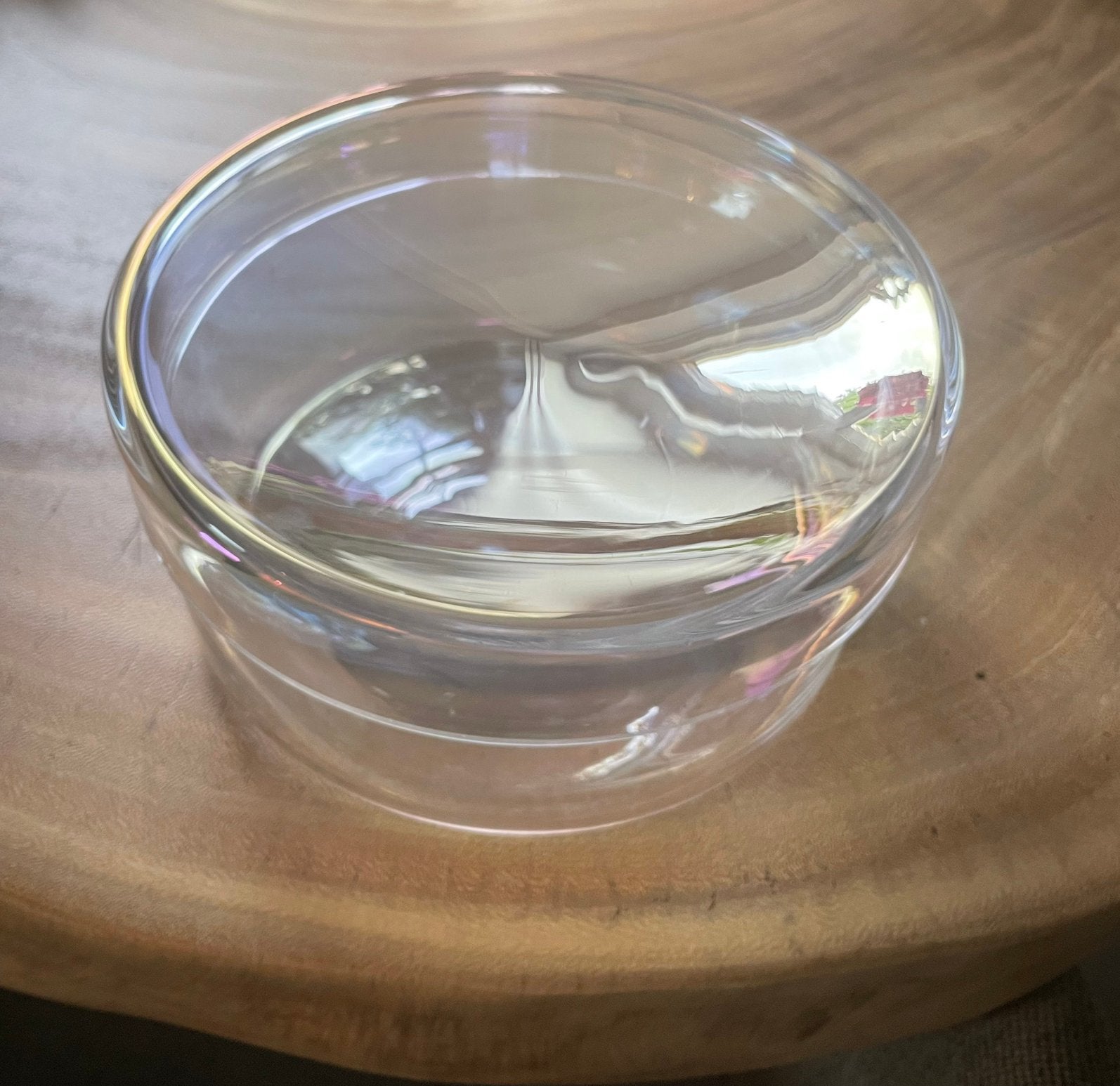 Iriserend glazen schaal met deksel van Puik Design, Met deksel, Schaal, Rond, Ophalen of Verzenden